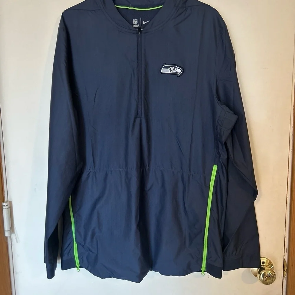 Seattle Seahawks Nike Sideline Elite Hybrid Quarter-Zip Jacket Navy Men's Medium
